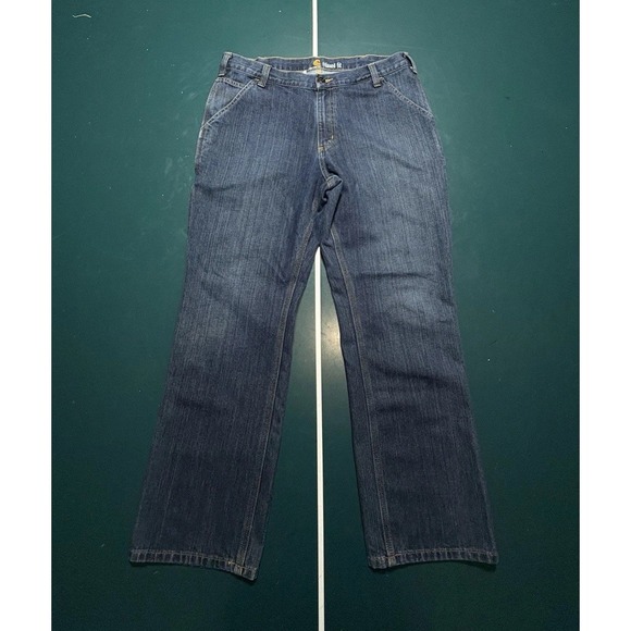 Carhartt Carpenter Jeans Men's 34x30 Relaxed Fit Dark Wash Denim Straight Leg - Picture 2 of 12